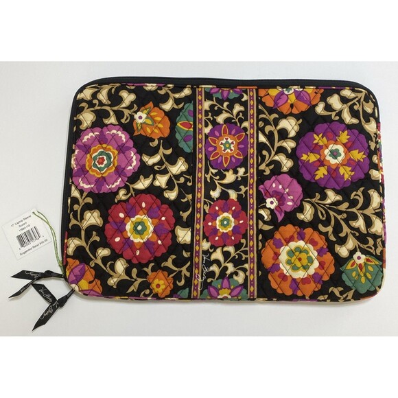 Vera Bradley 17" Laptop Sleeve Suzani Floral Quilted Soft Cotton Zip Top NEW - Picture 6 of 13